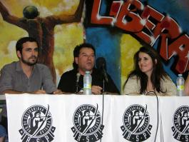 Alberto Garzón, Nelson Restrepo y Esther López Barceló